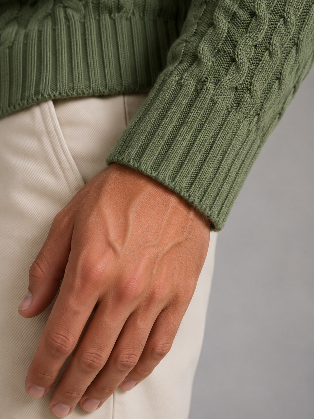 Men's slim-fit honeycomb cable knit button-neck jumper