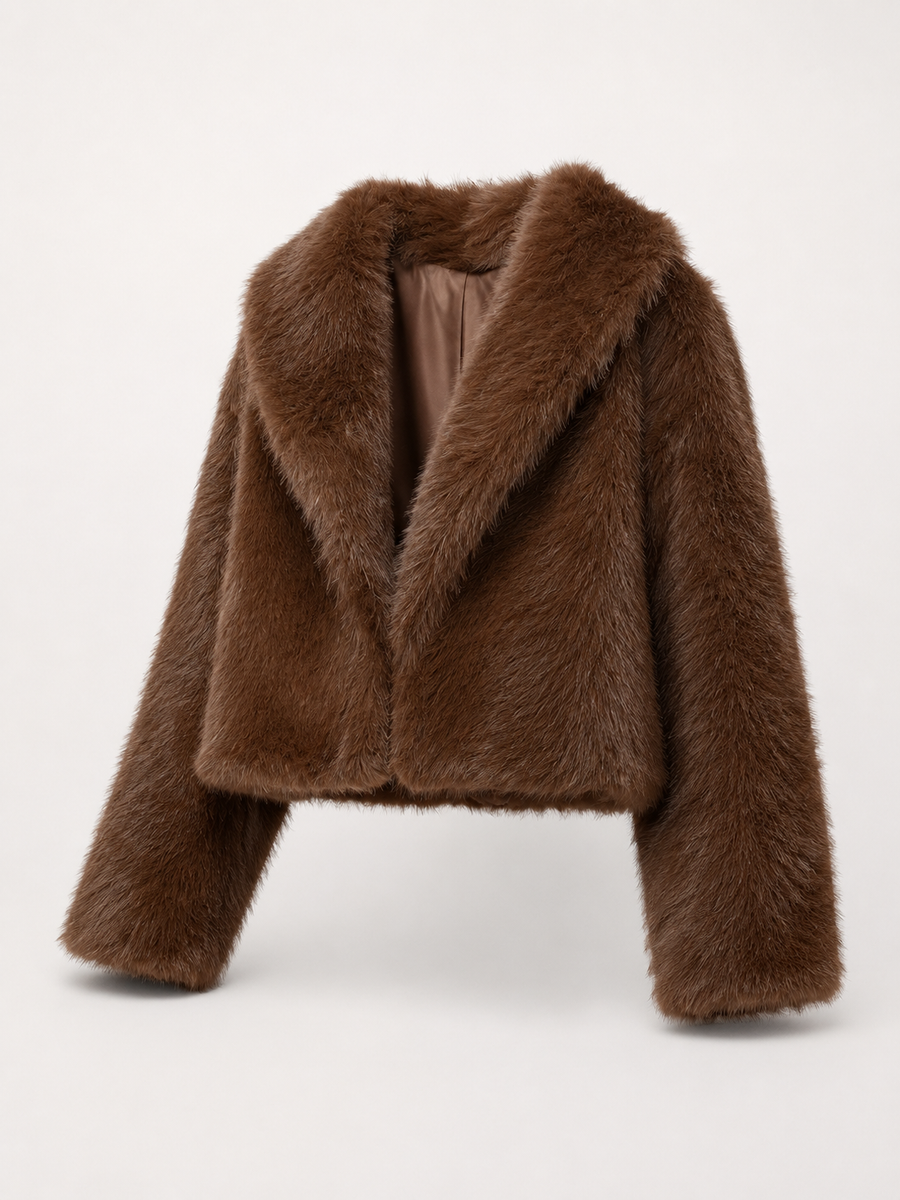 Women's cropped faux fox fur jacket