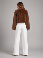 Women's cropped faux fox fur jacket