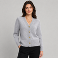 Women's round neck button-front knit cardigan