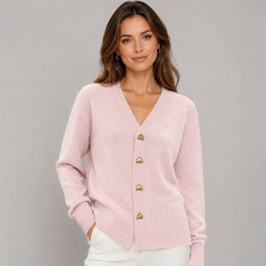 Women's round neck button-front knit cardigan