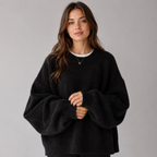 Women's round neck drop shoulder jumper with split hem