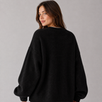 Women's round neck drop shoulder jumper with split hem