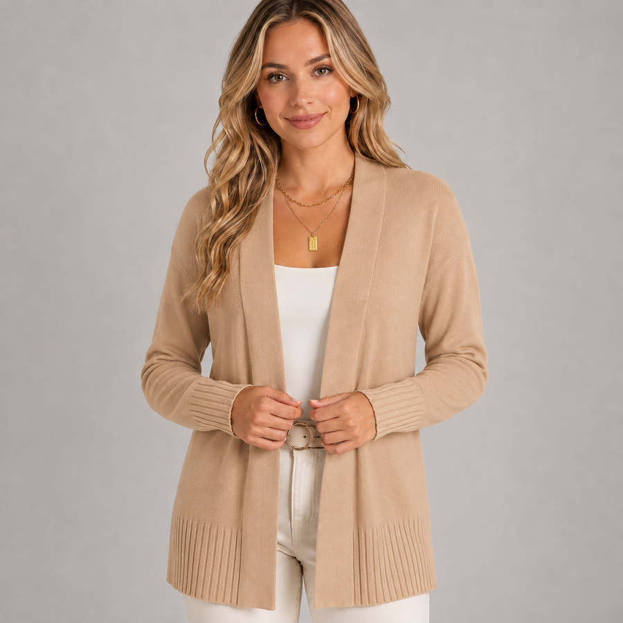 Women's longline V-neck drop-shoulder cardigan