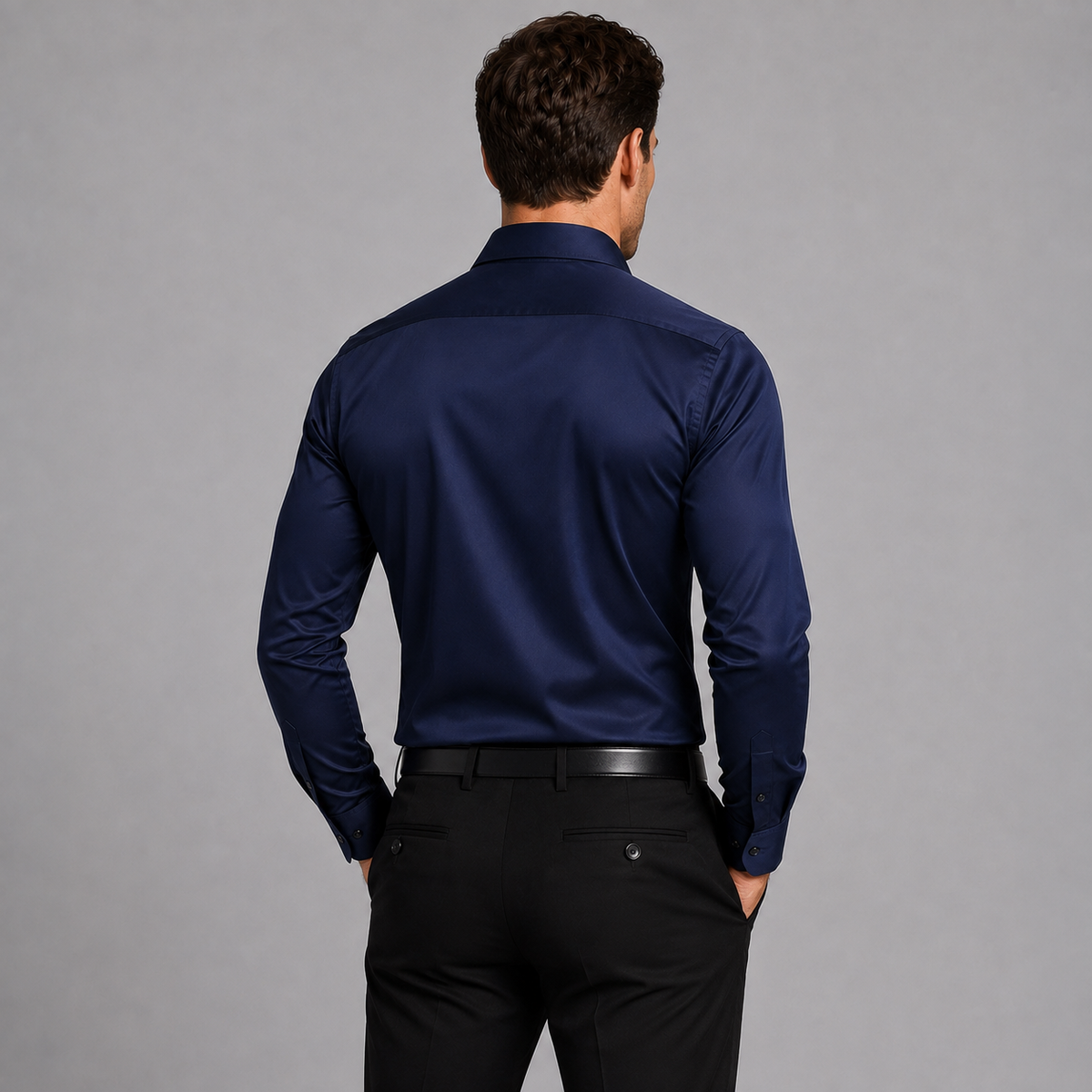 Men's slim fit satin-look stretch shirt