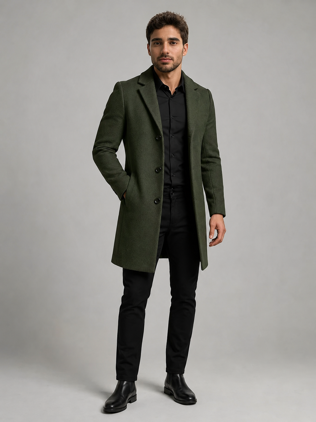 Men's single-breasted tailored overcoat