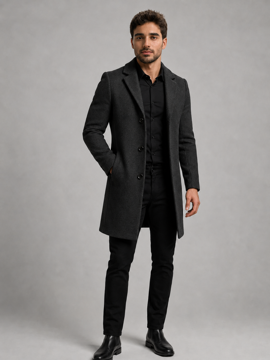 Men's single-breasted tailored overcoat