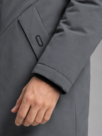 Men's fleece-lined parka with faux fur trim hood