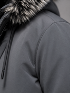 Men's fleece-lined parka with faux fur trim hood