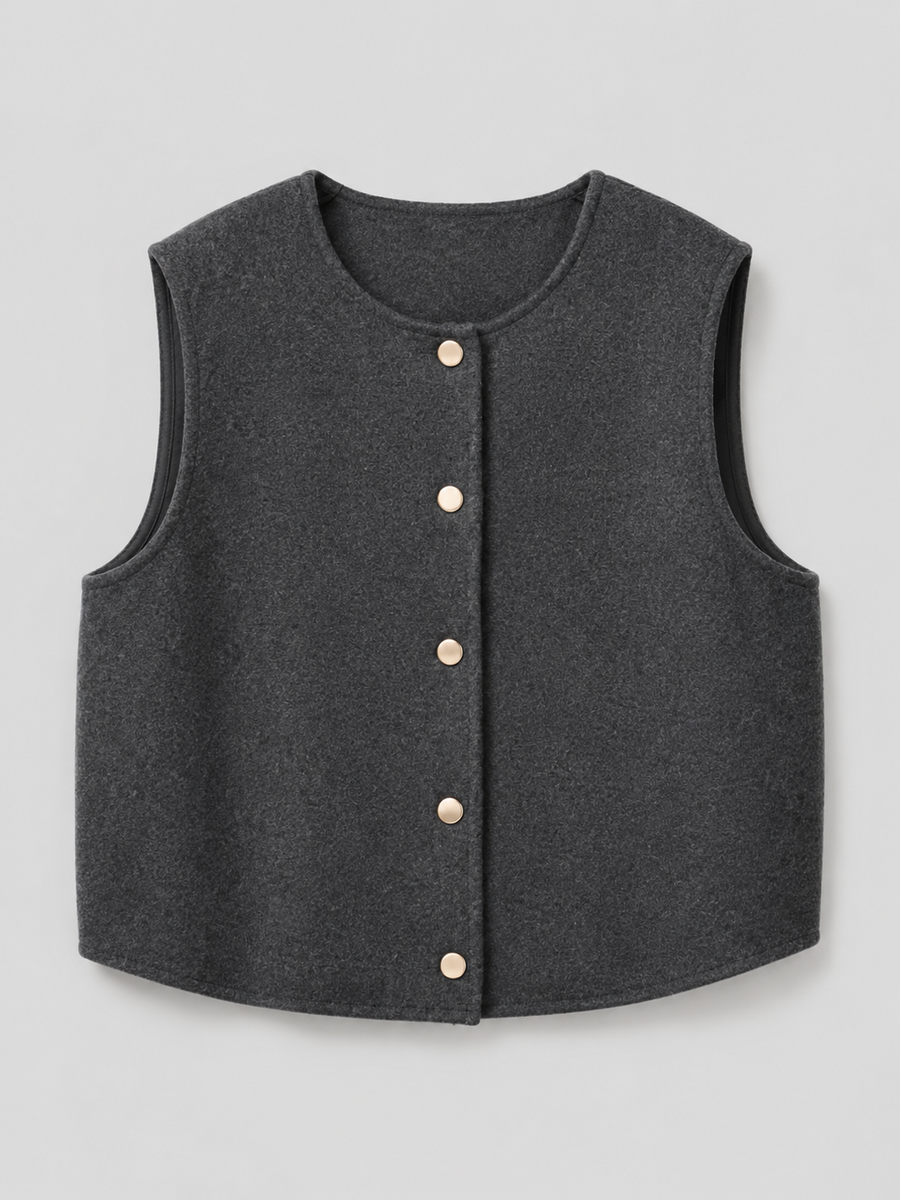 Women's sleeveless knitted waistcoat with a button front