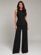 Women's tailored waistcoat and wide-leg trousers in black