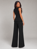 Women's tailored waistcoat and wide-leg trousers in black