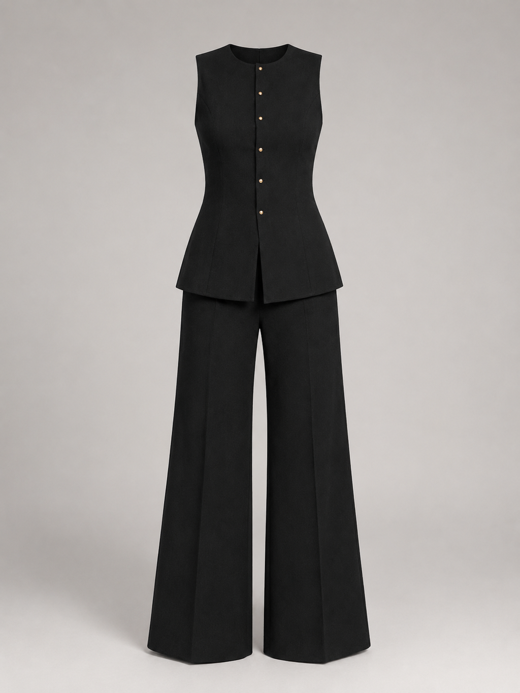 Women's tailored waistcoat and wide-leg trousers in black
