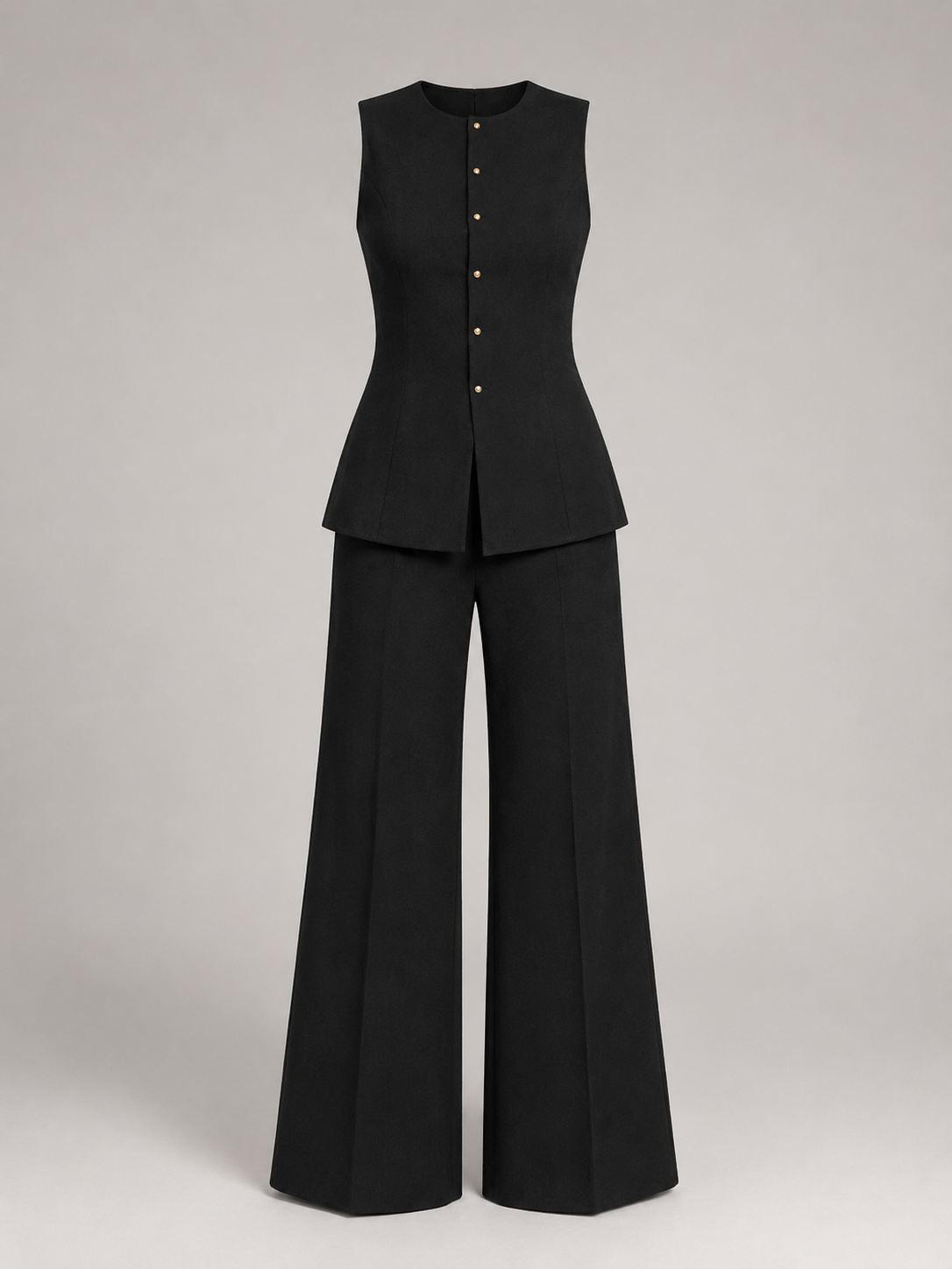 Women's tailored waistcoat and wide-leg trousers in black