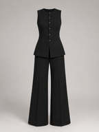 Women's tailored waistcoat and wide-leg trousers in black