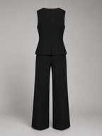 Women's tailored waistcoat and wide-leg trousers in black