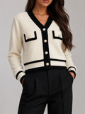 Women's textured knit cardigan with buttons