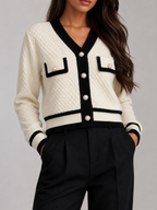 Women's textured knit cardigan with buttons