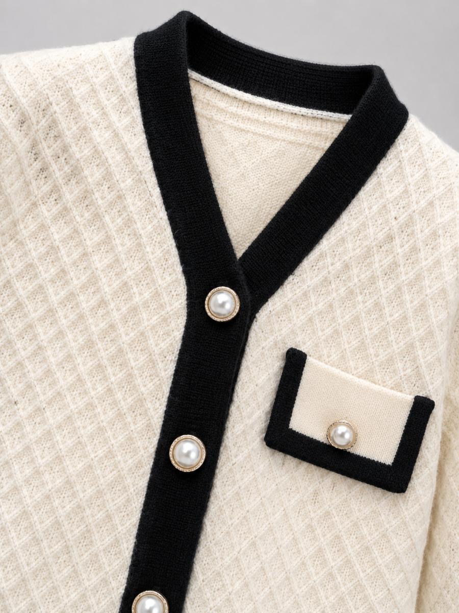 Women's textured knit cardigan with buttons