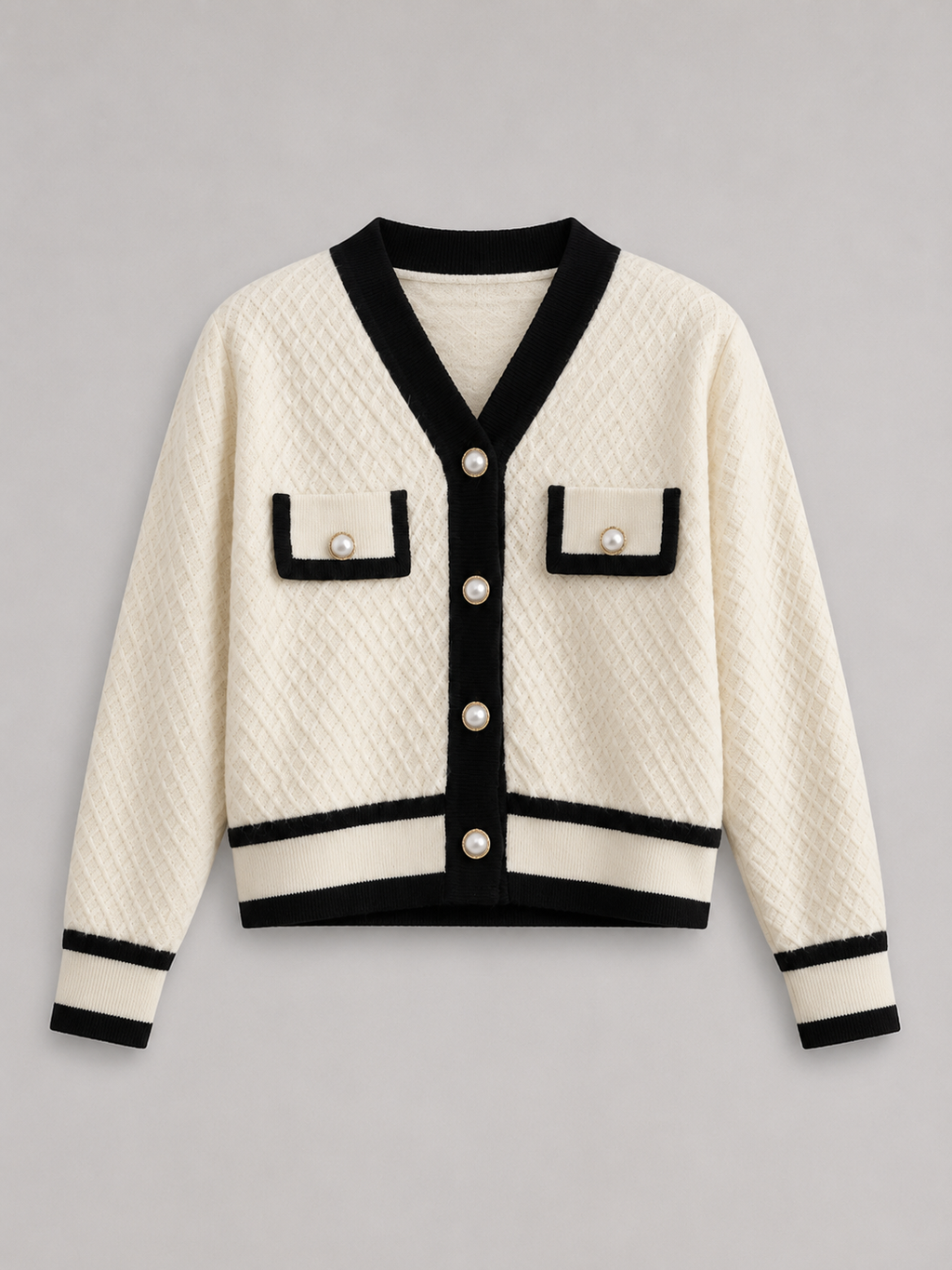 Women's textured knit cardigan with buttons
