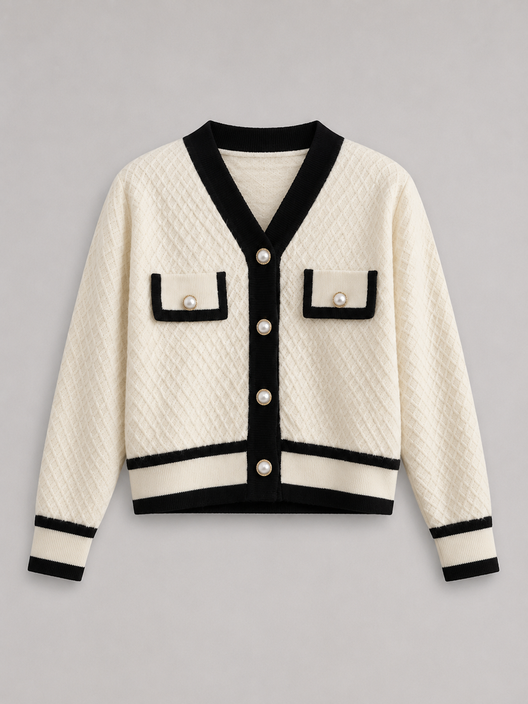 Women's textured knit cardigan with buttons