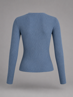 Women's fitted ribbed henley top with a button placket