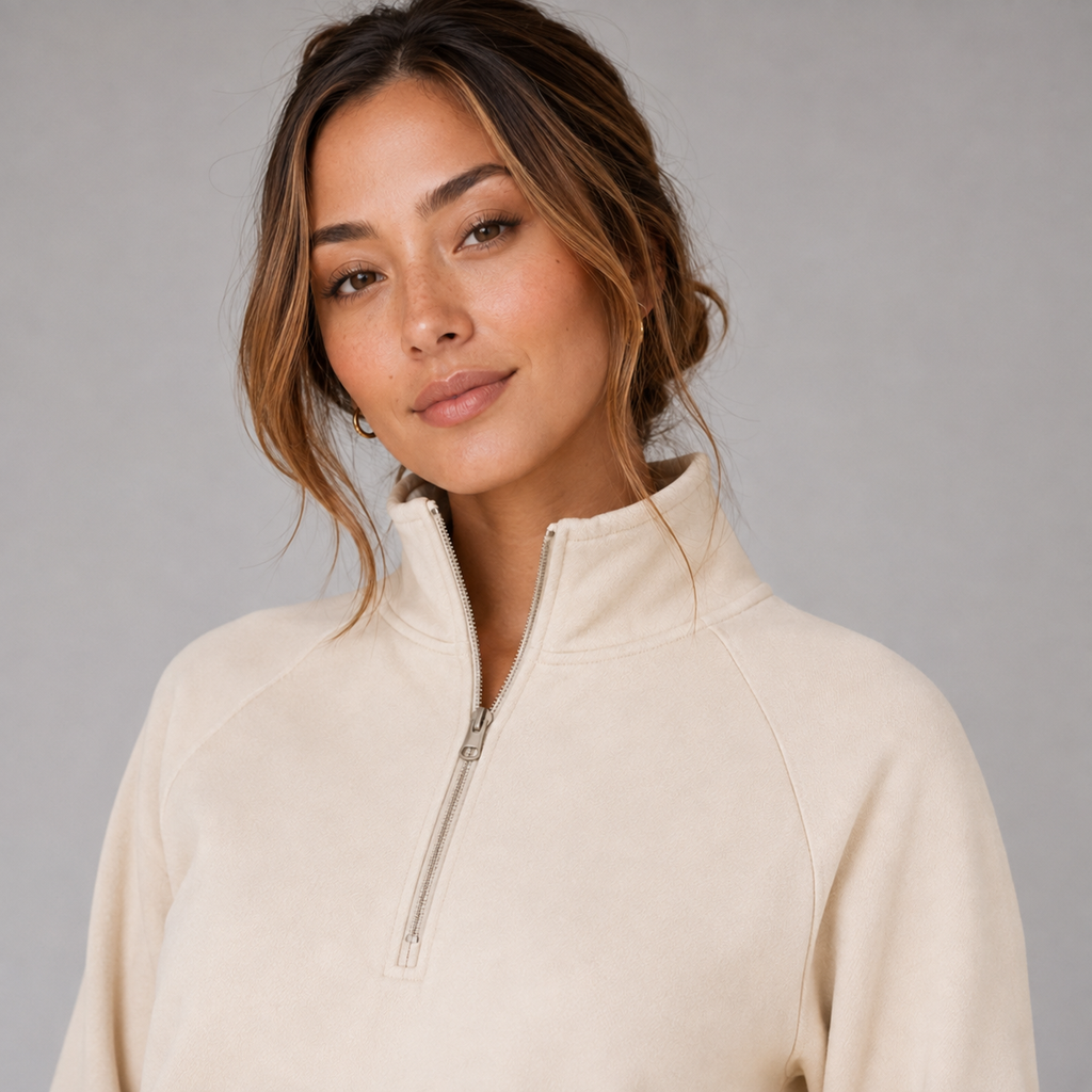 Women's half-zip stand collar wide-leg lounge set