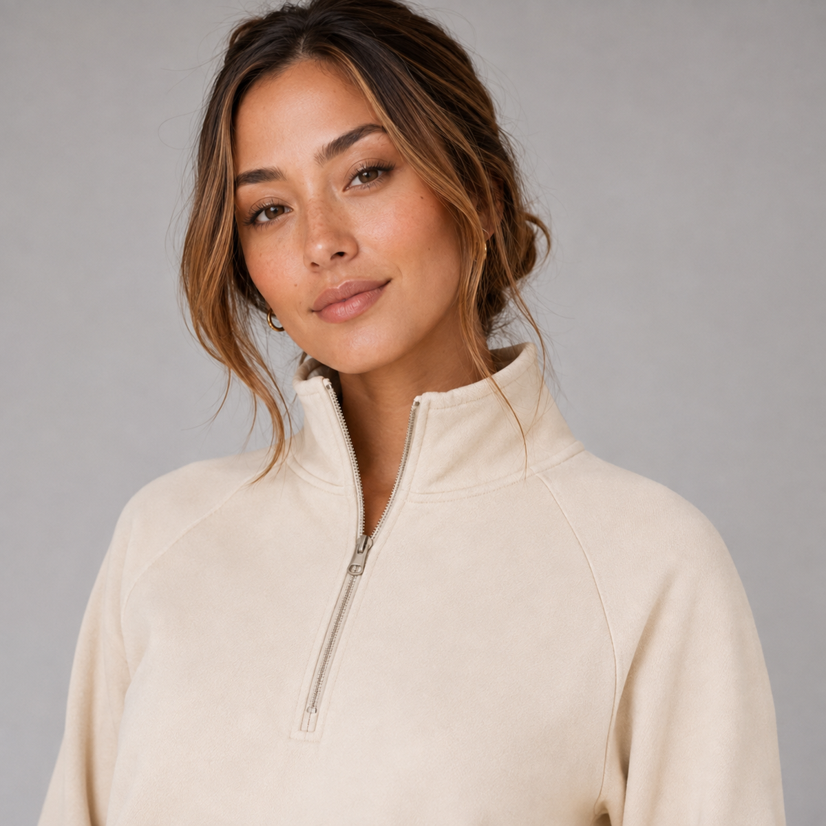 Women's half-zip stand collar wide-leg lounge set