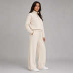 Women's half-zip stand collar wide-leg lounge set