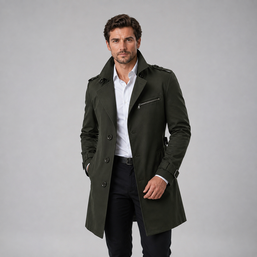 Men's tailored belted trench coat