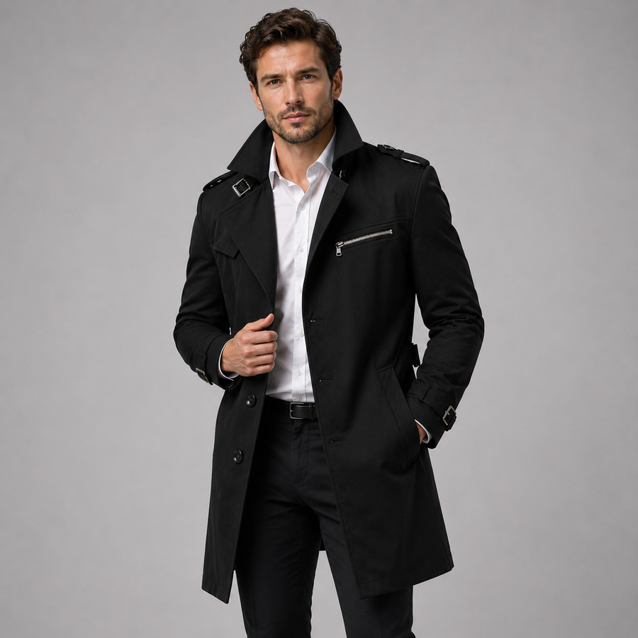 Men's tailored belted trench coat