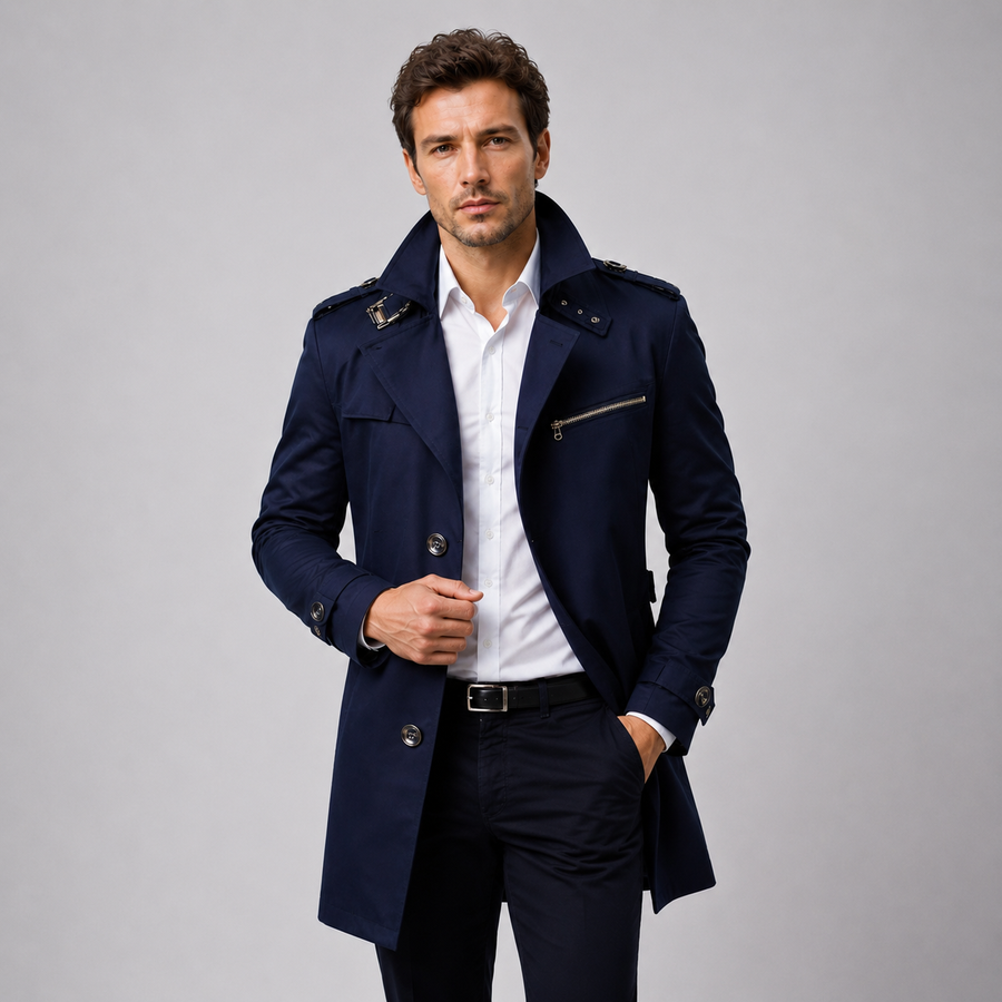 Men's tailored belted trench coat