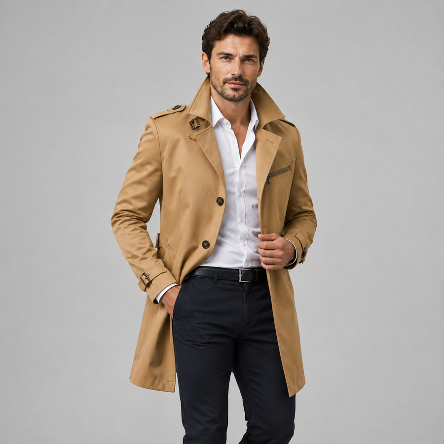 Men's tailored belted trench coat