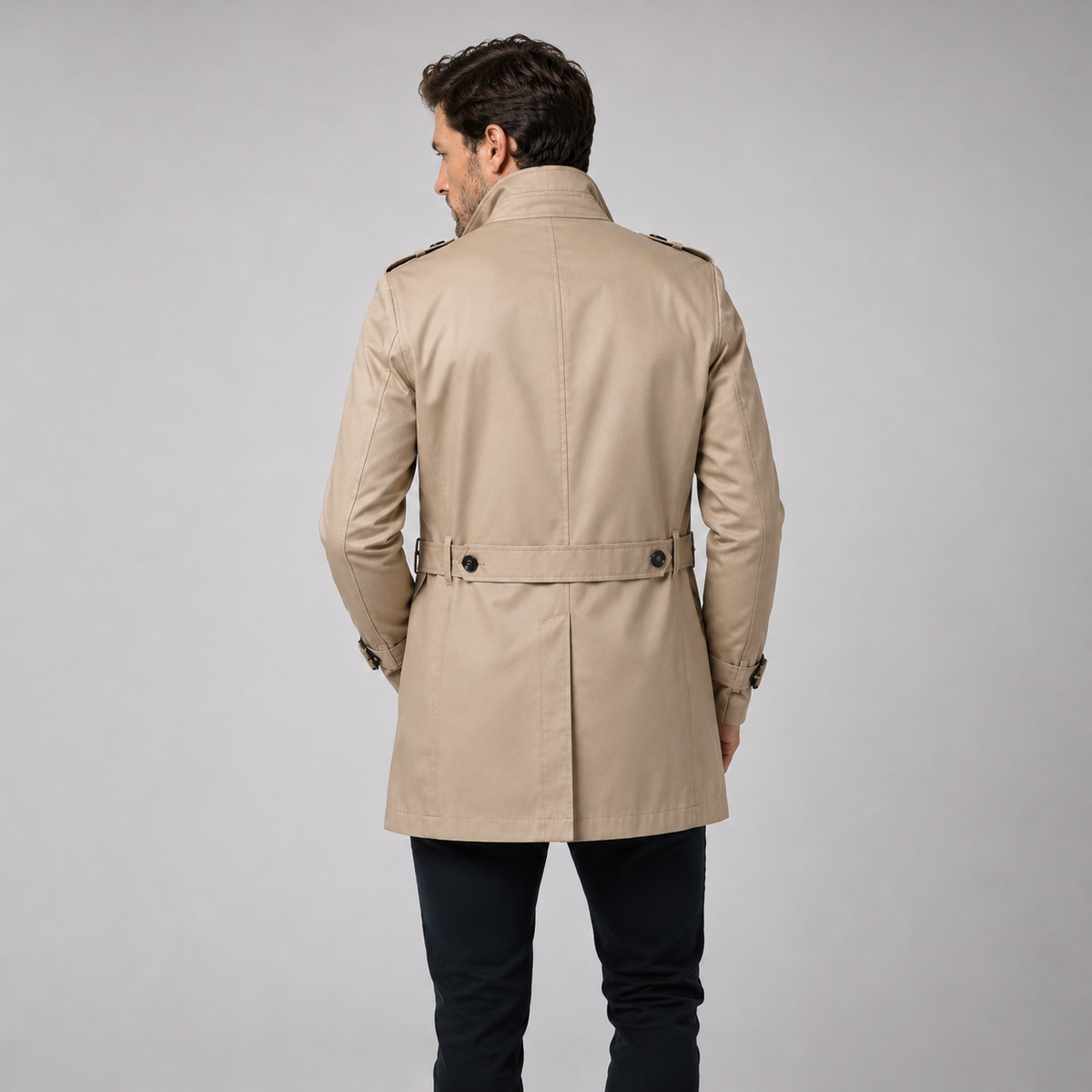 Men's tailored belted trench coat