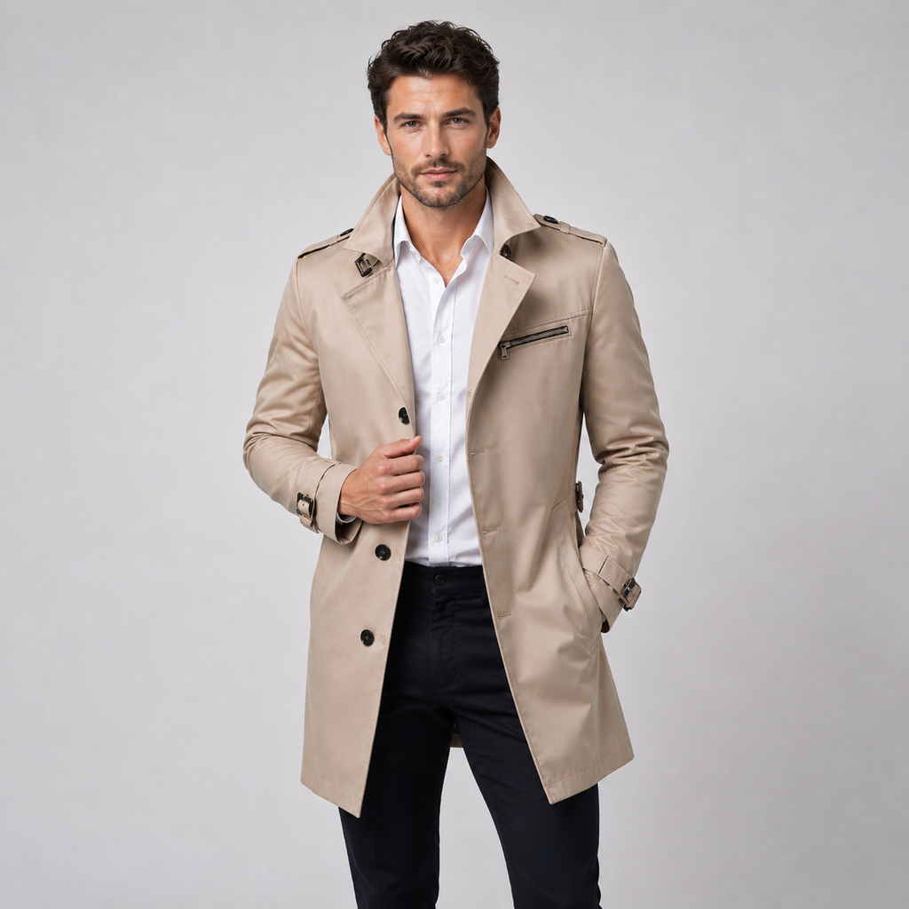Men's tailored belted trench coat
