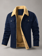 Men's fleece-lined trucker jacket with sherpa collar