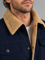 Men's fleece-lined trucker jacket with sherpa collar