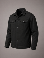 Men's structured trucker jacket with press-stud front