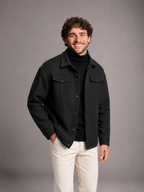 Men's structured trucker jacket with press-stud front