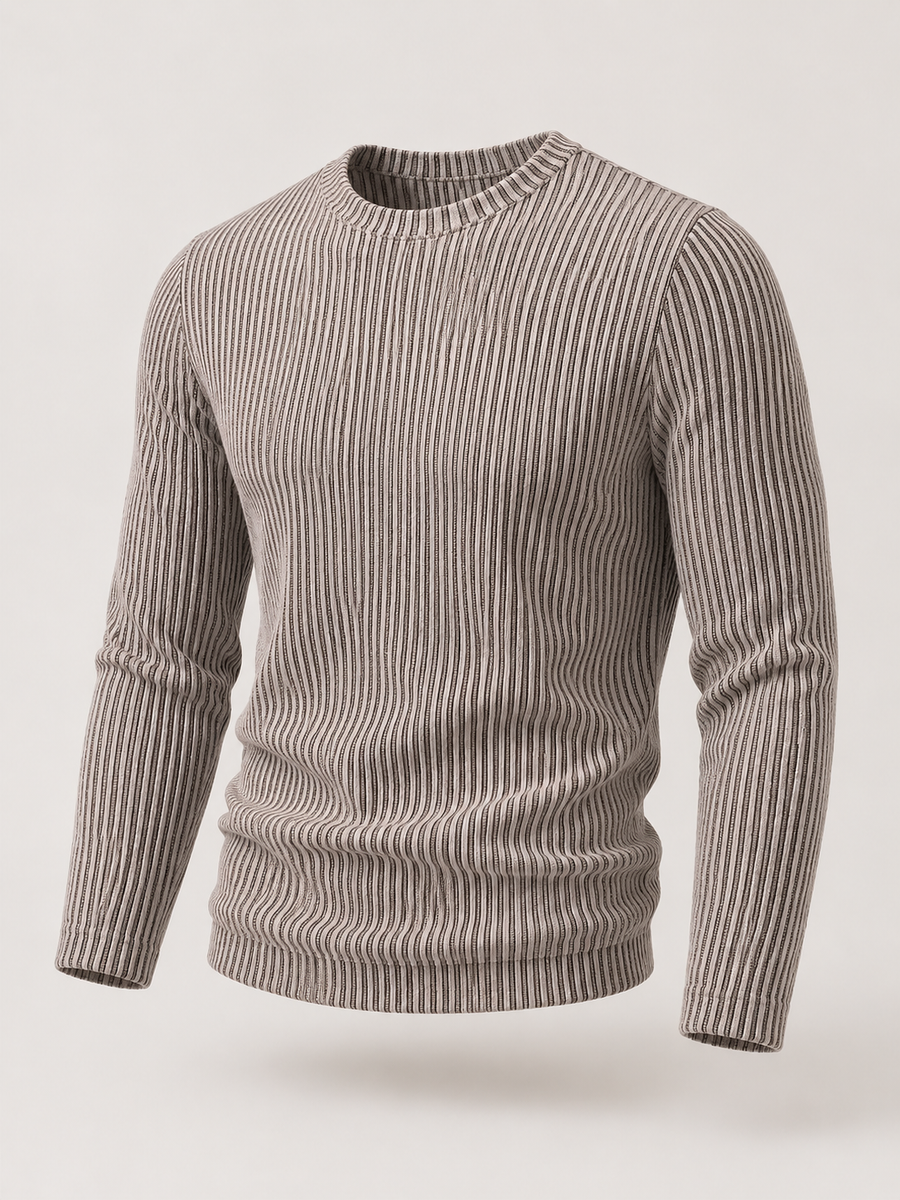 Men's two-tone ribbed knit crew neck jumper