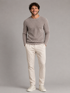 Men's two-tone ribbed knit crew neck jumper