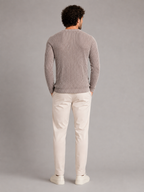 Men's two-tone ribbed knit crew neck jumper