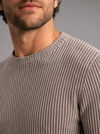 Men's two-tone ribbed knit crew neck jumper