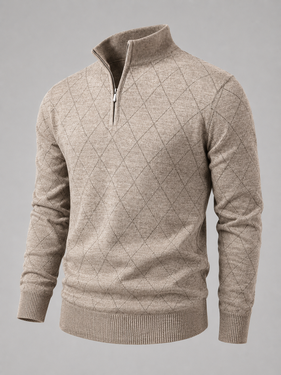Men's diamond knit quarter-zip jumper