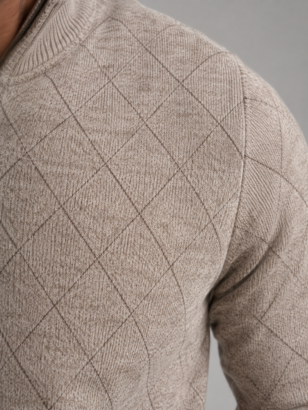 Men's diamond knit quarter-zip jumper