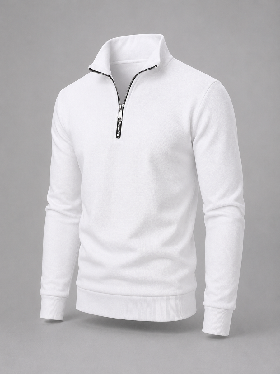 Men's slim-fit ribbed quarter-zip sweatshirt