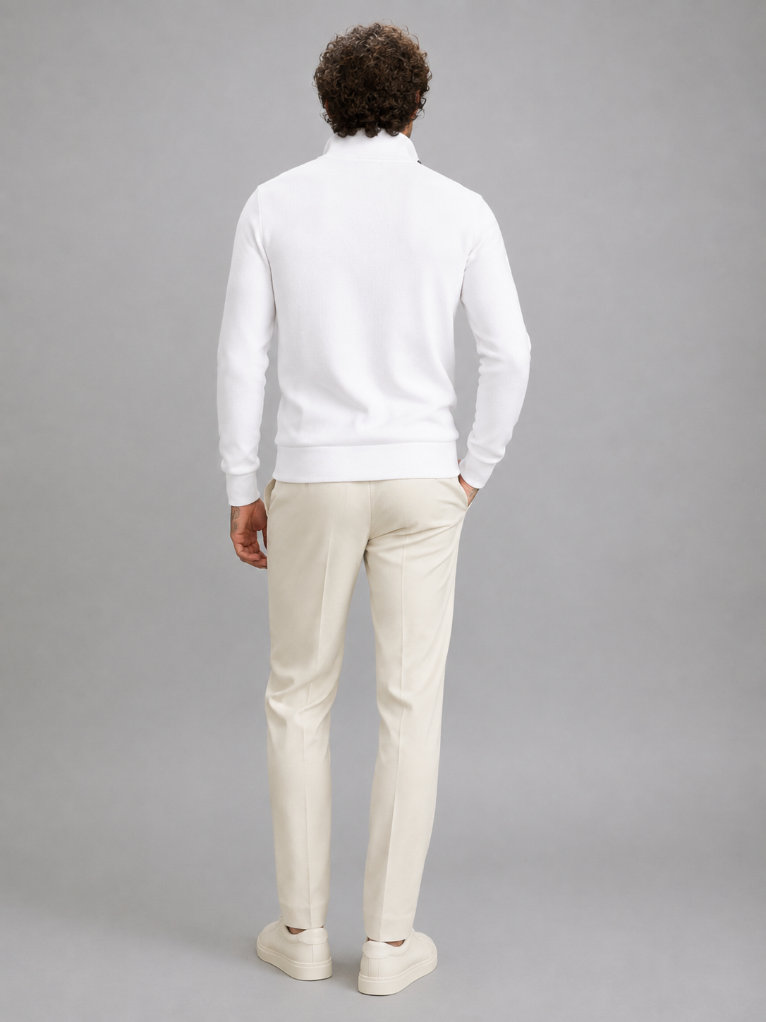 Men's slim-fit ribbed quarter-zip sweatshirt