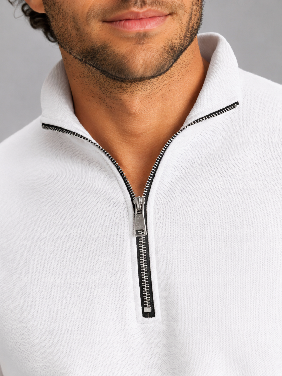 Men's slim-fit ribbed quarter-zip sweatshirt