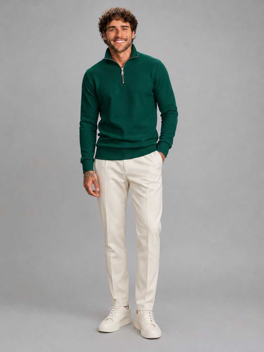Men's slim-fit ribbed quarter-zip sweatshirt