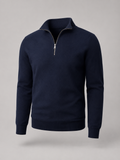 Men's fine-knit quarter-zip stand collar jumper